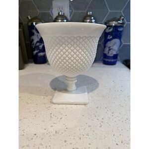 Westmoreland English Hobnail Diamond Footed Bowl Vase Mid Century